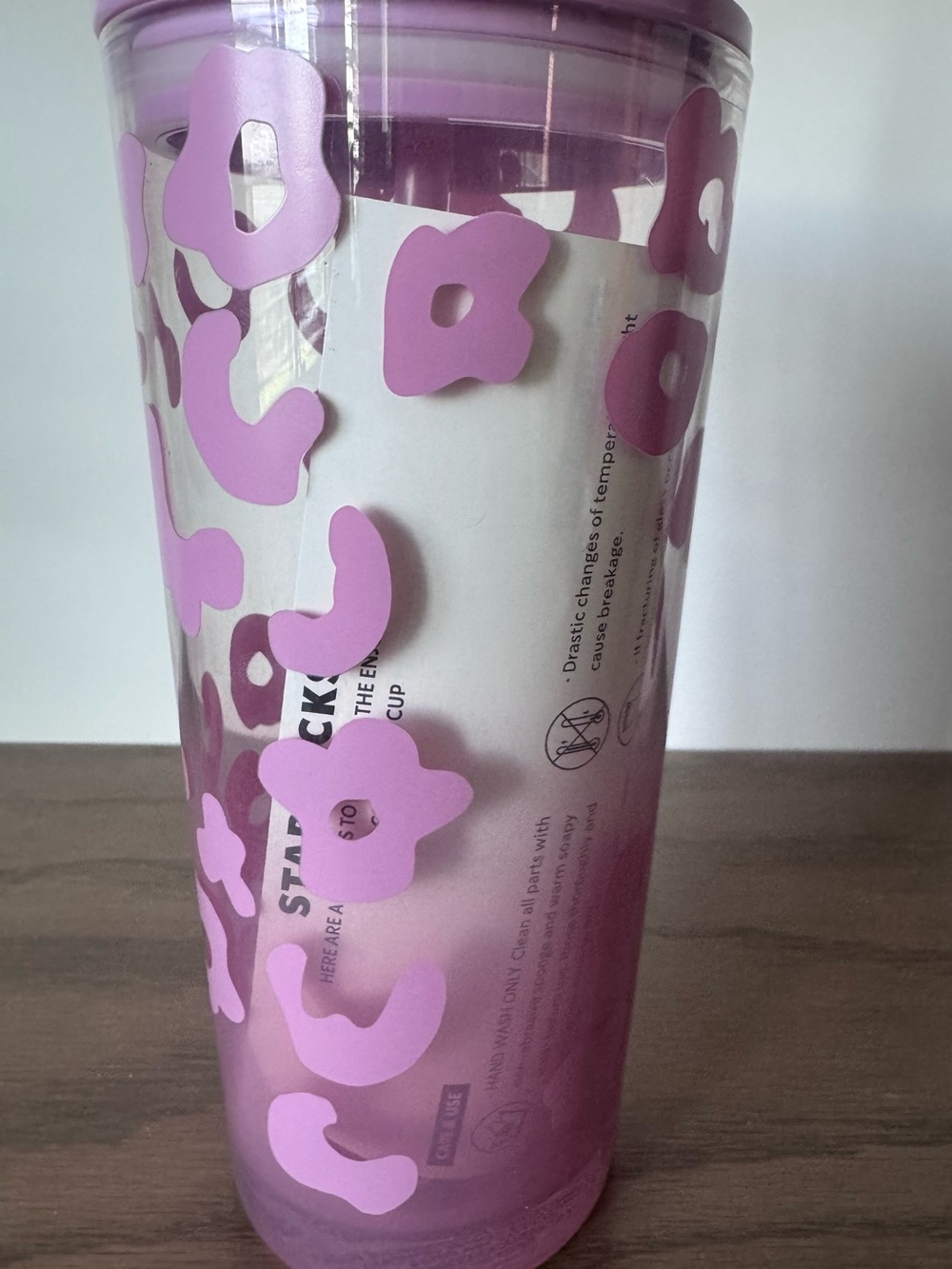 Starbucks Pink Cheetah Leopard Glass Cold Cup Tumbler - Picture 4 of 4